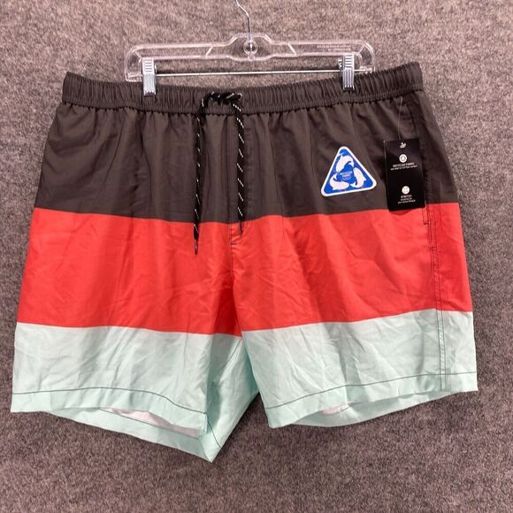 New Ocean & Coast Swim Shorts Men 2XL Gary Striped Drawstring Lined Pockets - Picture 4 of 13